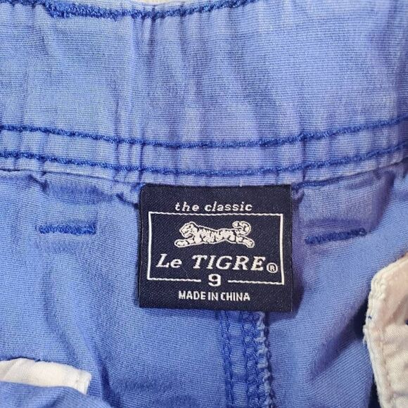 Le Tigre Shorts Juniors 9 Blue Solid Chino Flat Front - Picture 3 of 8